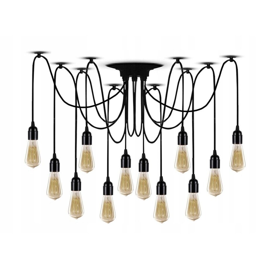 Lampa Sufitowa Wisząca Żyrandol Pająk 12 E27 Black
