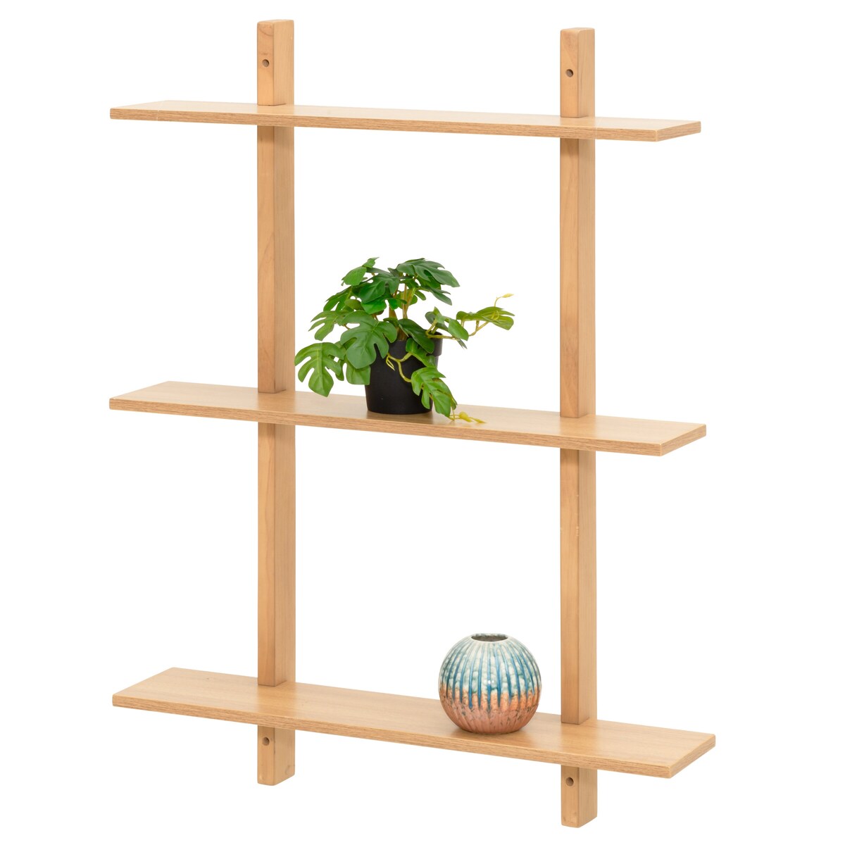 Regał sosnowy z trzema półkami, 80 x 60 x 15 cm