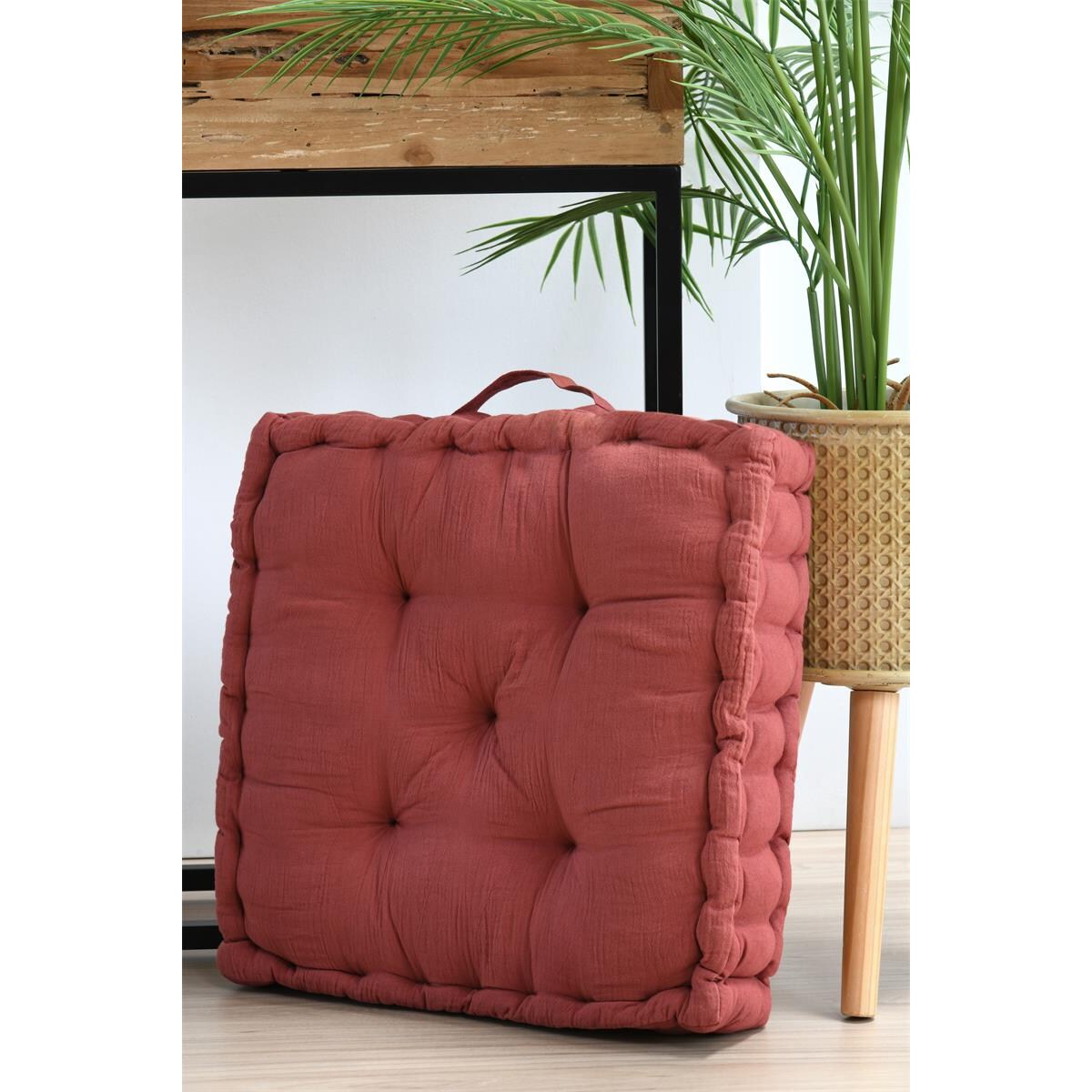 Bawełniana poduszka do siedzenia na podłodze COLINE, 45 x 45 x 10 cm