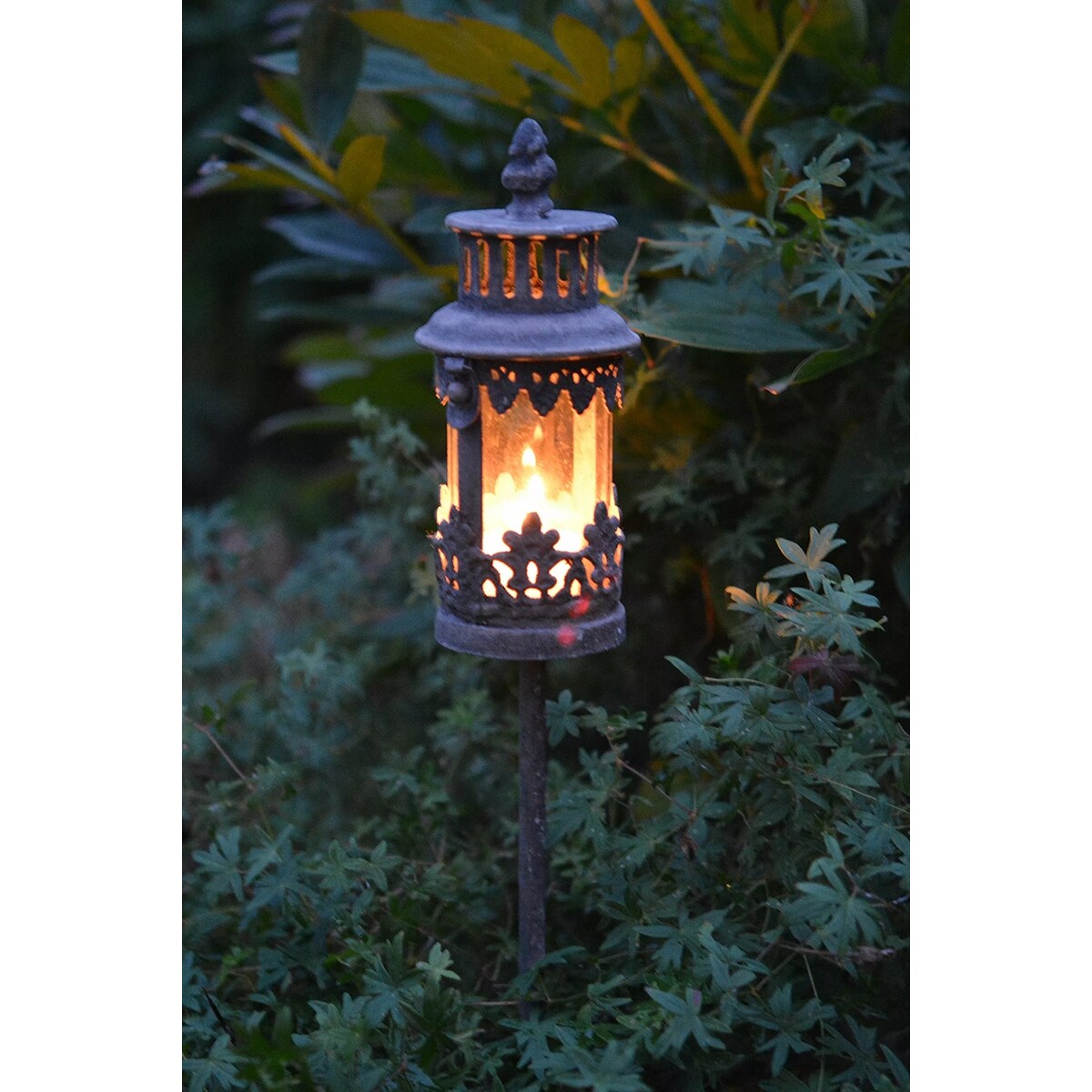 LAMPION LATARNIA do ogrodu na świeczki do wbicia w glebę trawnik metalowy