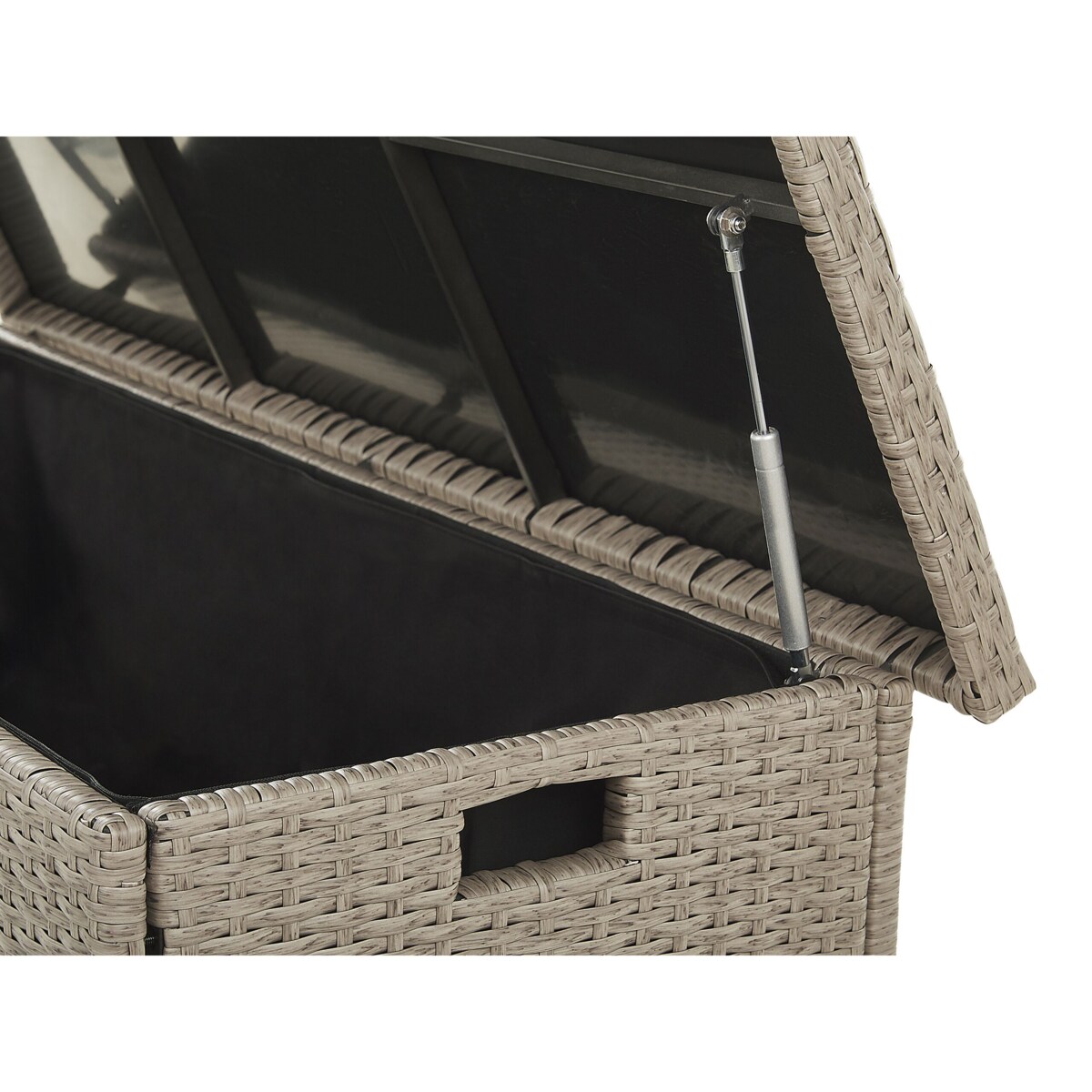 Skrzynia ogrodowa z technorattanu 126 x 46 cm beżowoszary MODENA
