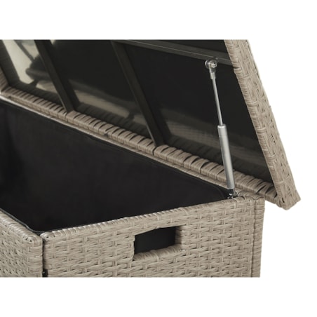 Skrzynia ogrodowa z technorattanu 126 x 46 cm beżowoszary MODENA