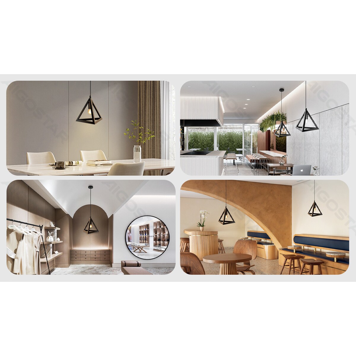 żelazna lampa wisząca piramida industrialna czarna e27