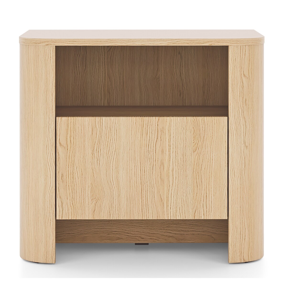 Szafka nocna BALI o zaokrąglonych kształtach w nowoczesnym stylu, Dąb Vinc