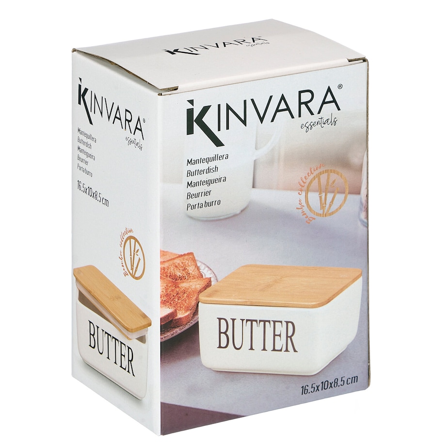 Ceramiczna maselniczka z napisem BUTTER, 10 x 16,5 x 8,5 cm