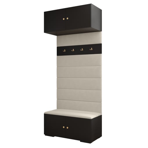 Garderoba do przedpokoju INOVA 2 czarny+złoty+manila02