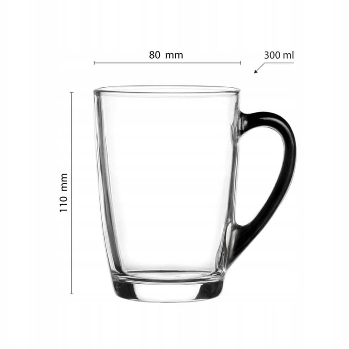 Szklanka z Czarnym Uchem 300 ml do Kawy i Herbaty