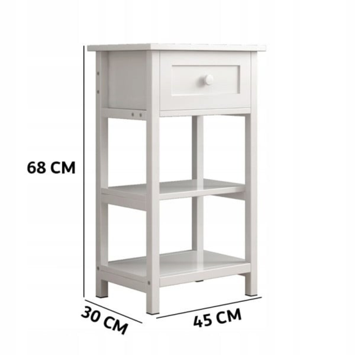 Stolik nocny boczny drewniany z szufladą loft 45 cm