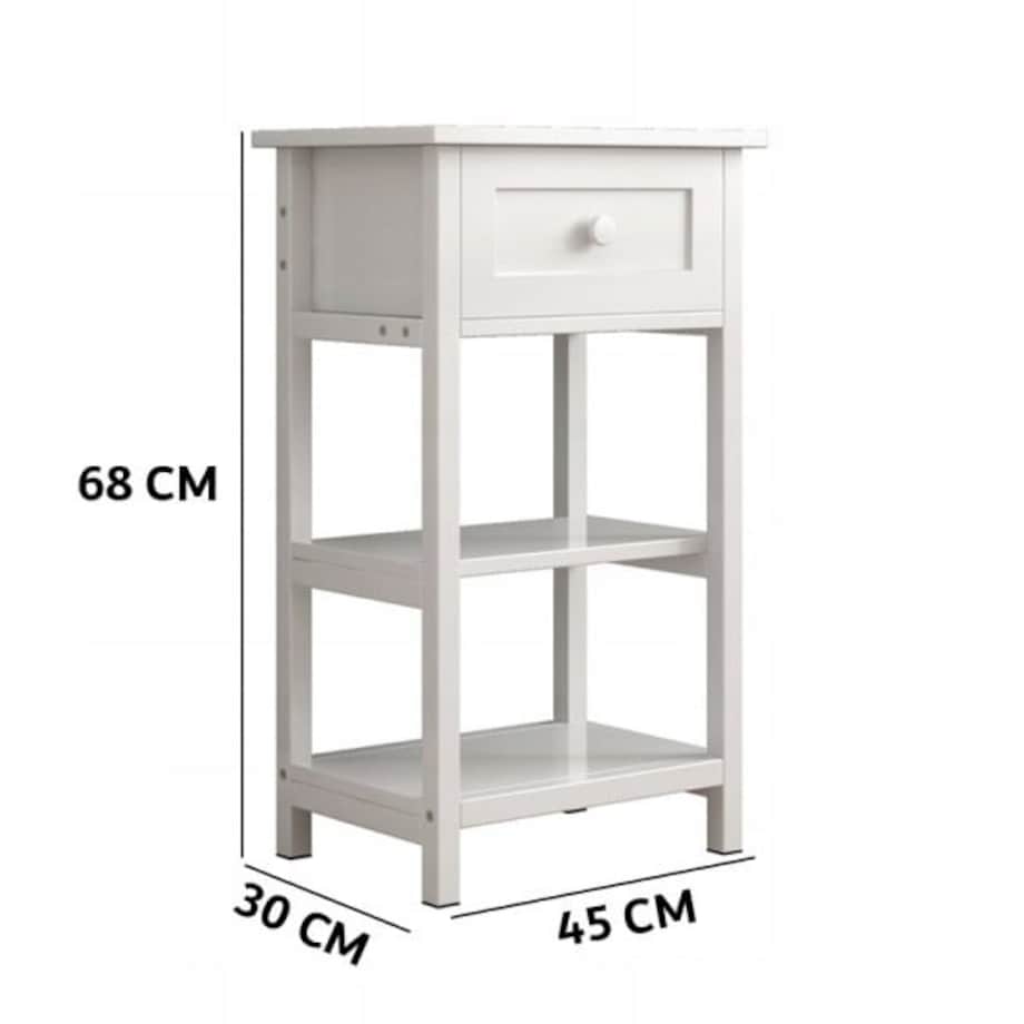 Stolik nocny boczny drewniany z szufladą loft 45 cm