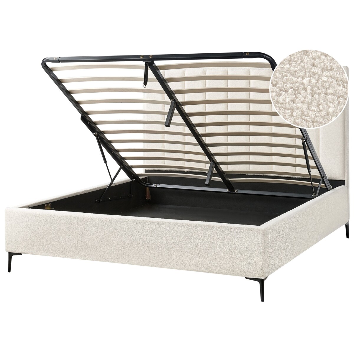 Łóżko ze stelażem SEZANNE Boucle Złamana biel