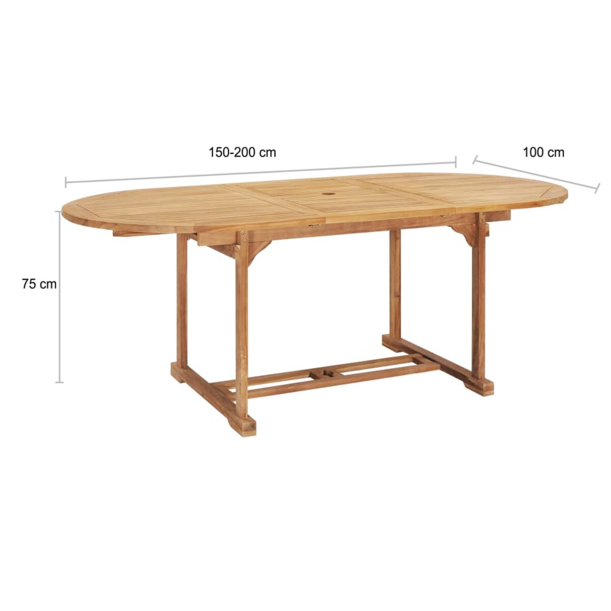 vidaXL Rozkładany stół ogrodowy, 150-200x100x75 cm, lite drewno tekowe