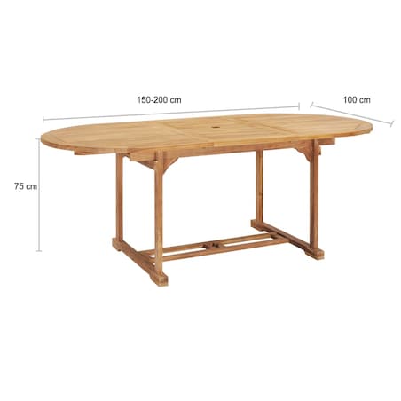 vidaXL Rozkładany stół ogrodowy, 150-200x100x75 cm, lite drewno tekowe
