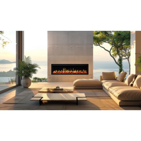 Kominek elektryczny AFLAMO Royal 50 - ścienny i do zabudowy - 126x43x15 cm - kominek LED z funkcją grzania 750/1500 W