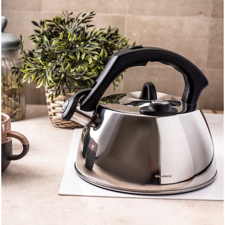 Czajnik stalowy z termometrem 3L indukcja gaz srebrny KLAUSBERG