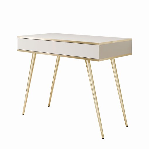 Konsola OXFORD z szufladami na złotym stelażu, beżowy mat