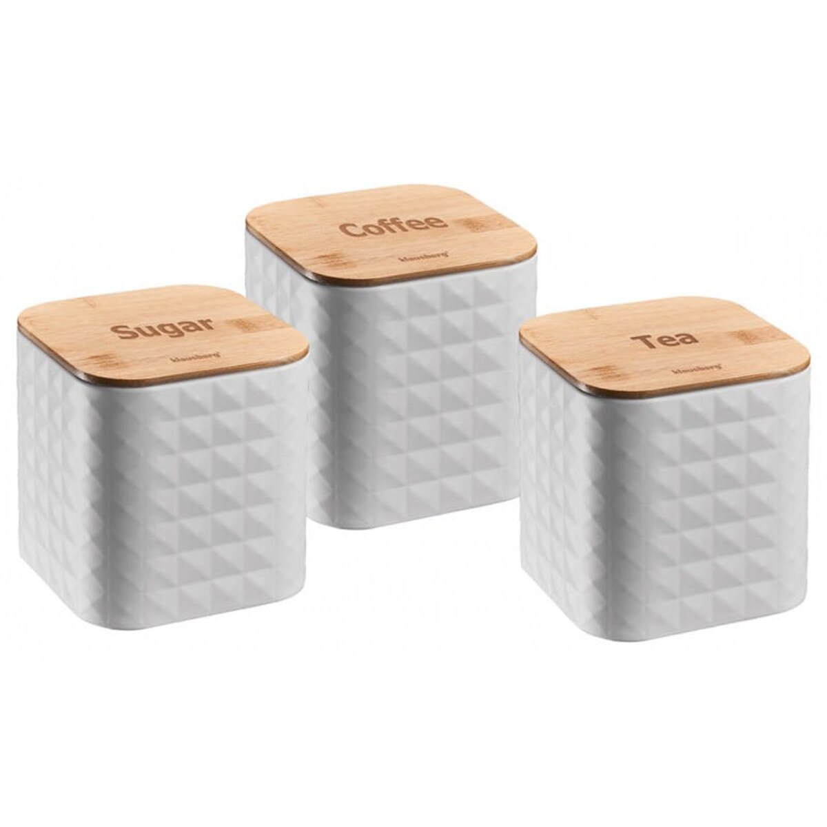 Zestaw 3 pojemników kawa herbata cukier biały KLAUSBERG