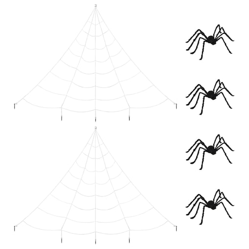 vidaXL Dekoracja pająka halloweenowego z sieciami 4 pcs 150 cm