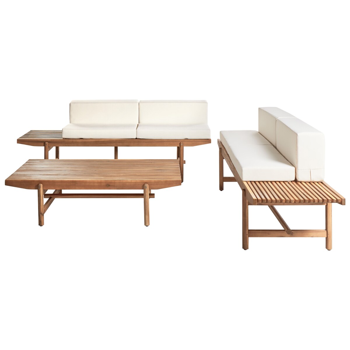 Zestaw ogrodowy ze stolikiem dla 4 osób GIAVENO Drewno akacjowe Złamana biel