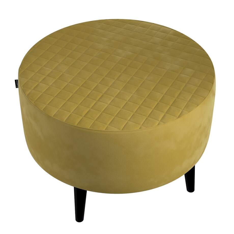 Podnóżek okrągły pikowany, oliwkowy zielony, Ø60 x 40 cm, Velvet