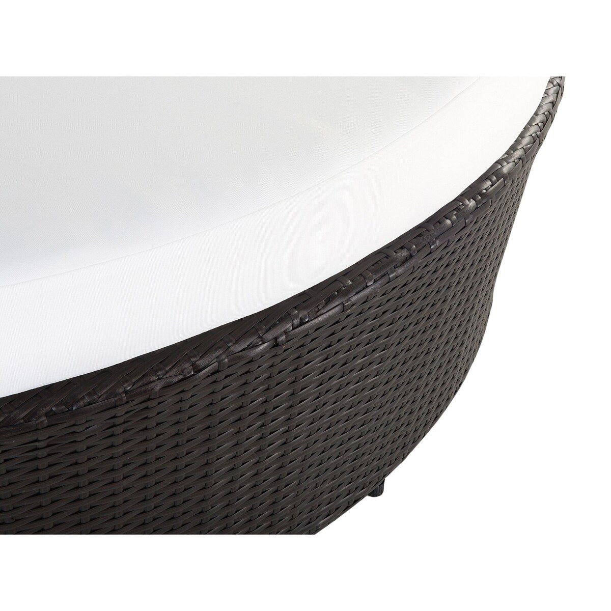 Kosz ogrodowy z technorattanu z pufem brązowo-biały SYLT LUX