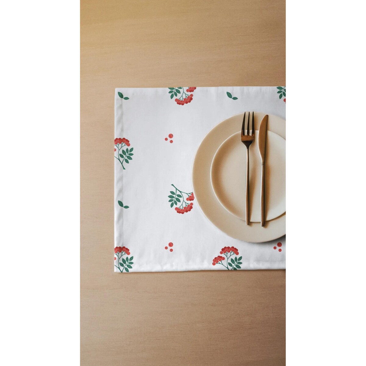 Podkładki świąteczne - jarzębinowe gałązki