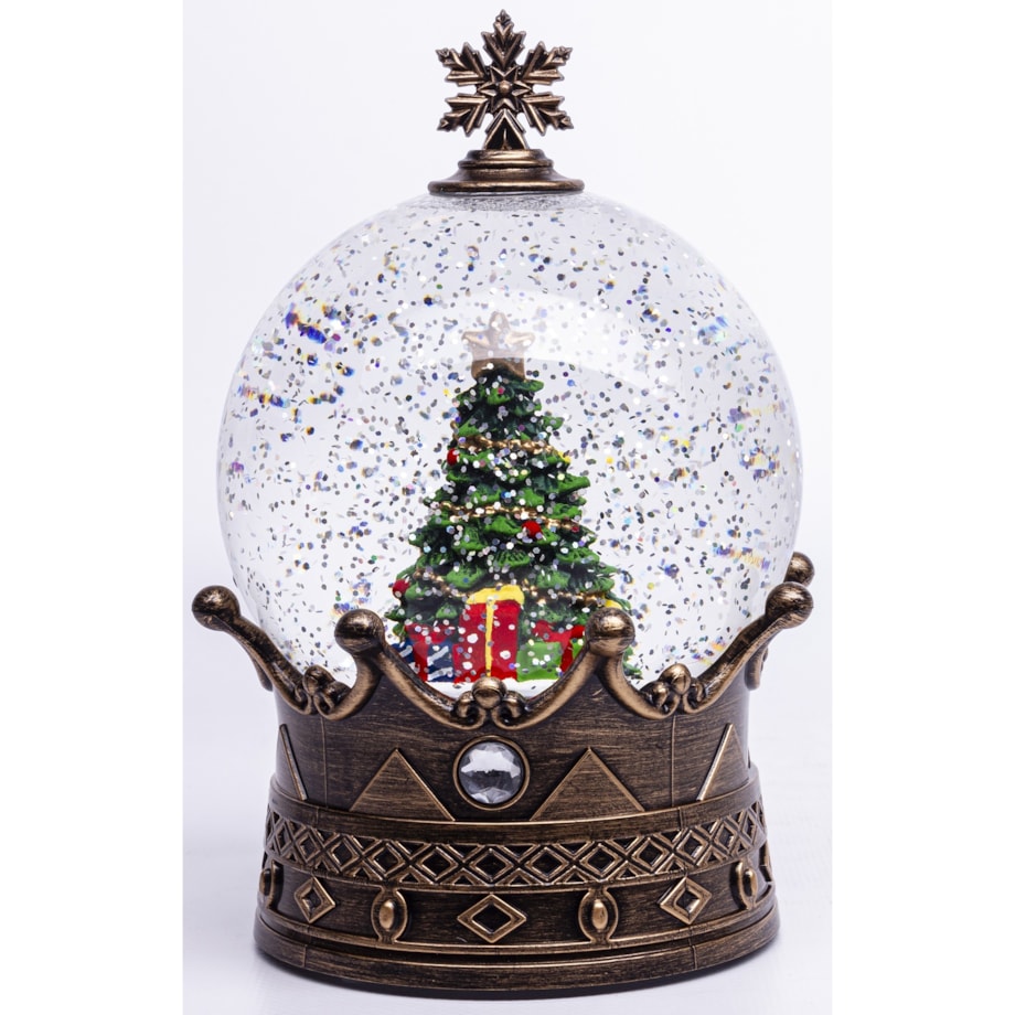 Szklana kula śnieżna z pozytywką 19x12x12 cm LED NATALE