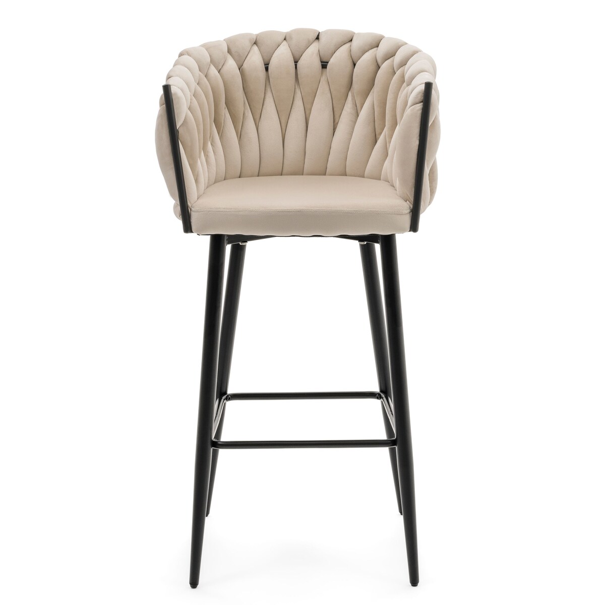 Hoker tapicerowany welurowy pleciony do salonu jadalni barowy glamour LATINA