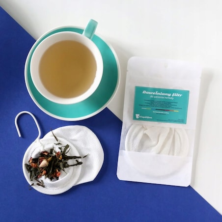 ZESTAW PREZENTOWY MIX 10 RÓŻNYCH ZIMOWYCH HERBAT SYPANYCH LIŚCIASTYCH W SASZETKACH + ZAPARZACZ BAWEŁNIANY - BOX PREMIUM IDEALNY NA PREZENT UPOMINEK