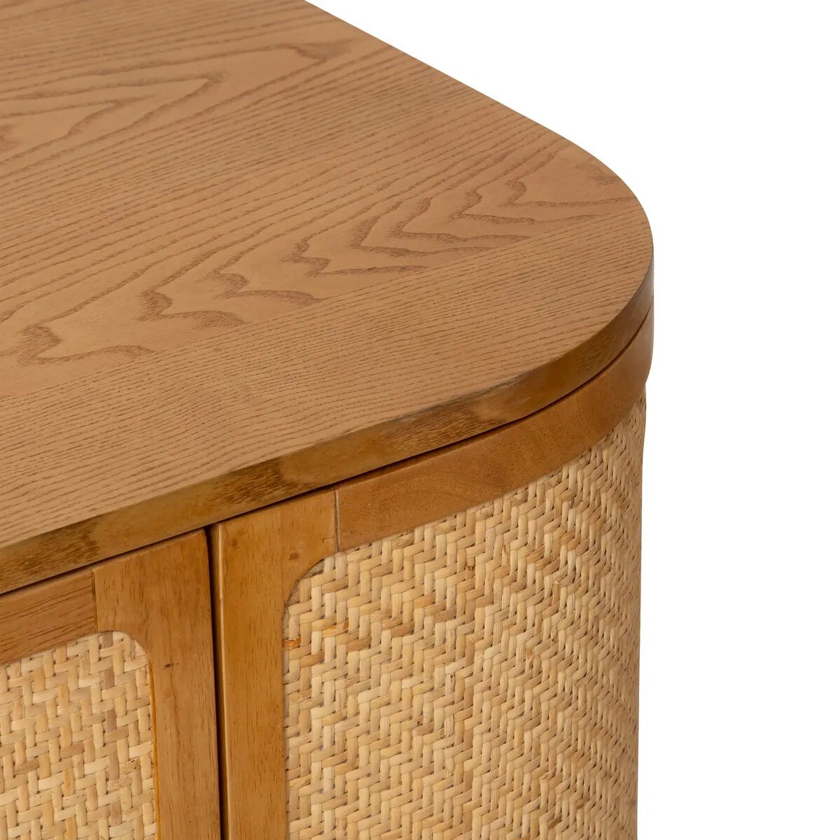 Komoda z drewna kauczukowego i plecionki Olbia 150 cm