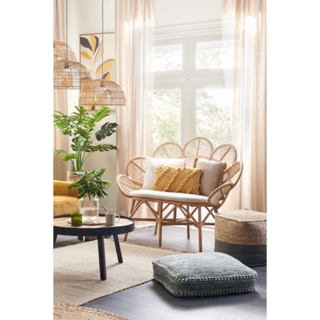 Poduszka podłogowa bawełniana 60 x 60 x 12 cm zielony z białym BIRCH