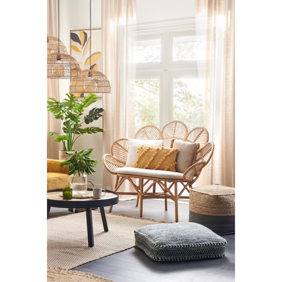 Poduszka podłogowa bawełniana 60 x 60 x 12 cm zielony z białym BIRCH