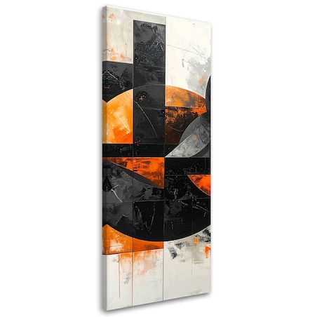 Obraz do salonu pokoju biura, Abstrakcja koła kształty czarno pomarańczowy