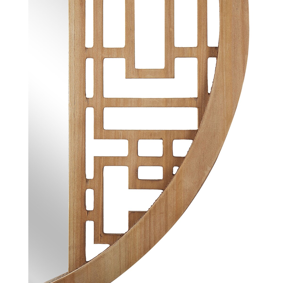 Drewniane okrągłe lustro ścienne ⌀ 60 cm jasne FIRMINY