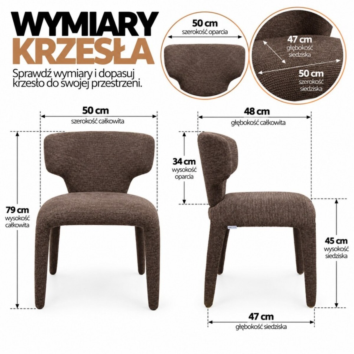Zestaw 6 krzeseł APULIA brązowe taupe tapicerowane do jadalni