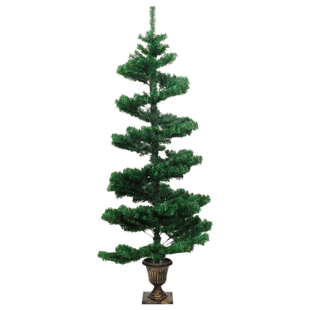 vidaXL Spiralna choinka z lampkami i stojakiem, zielona, 120 cm, PVC