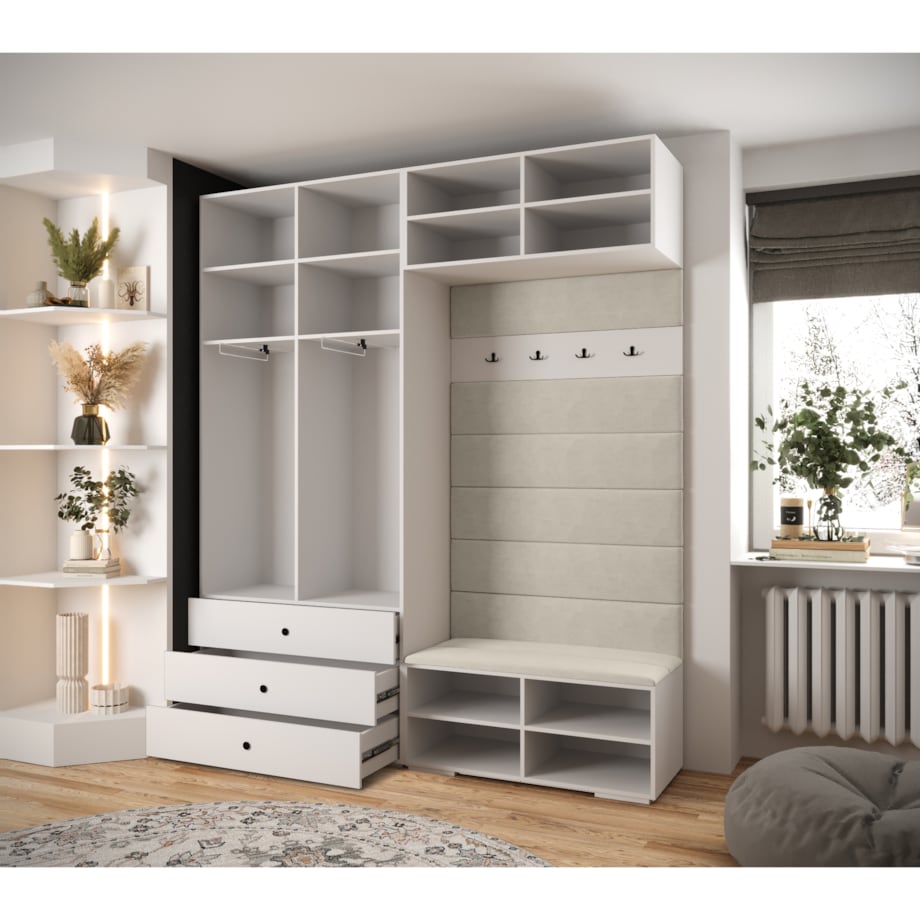 Garderoba do przedpokoju INOVA 3 Z12 biały+czarny+manila04