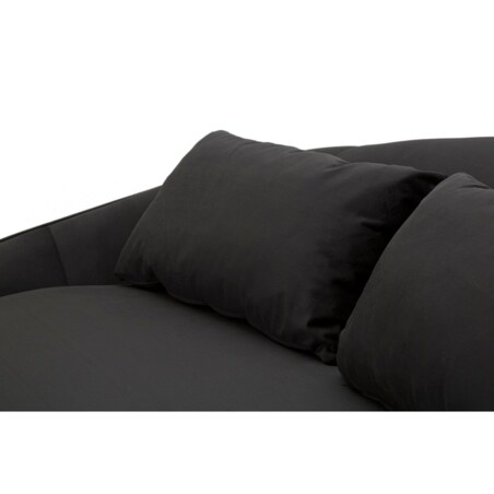 Sofa Oslo, kolor czarny i złoty, poliester, drewno eukaliptusowe i metal, 185 x 84 x 68 cm, do salonu, Mauro Ferretti