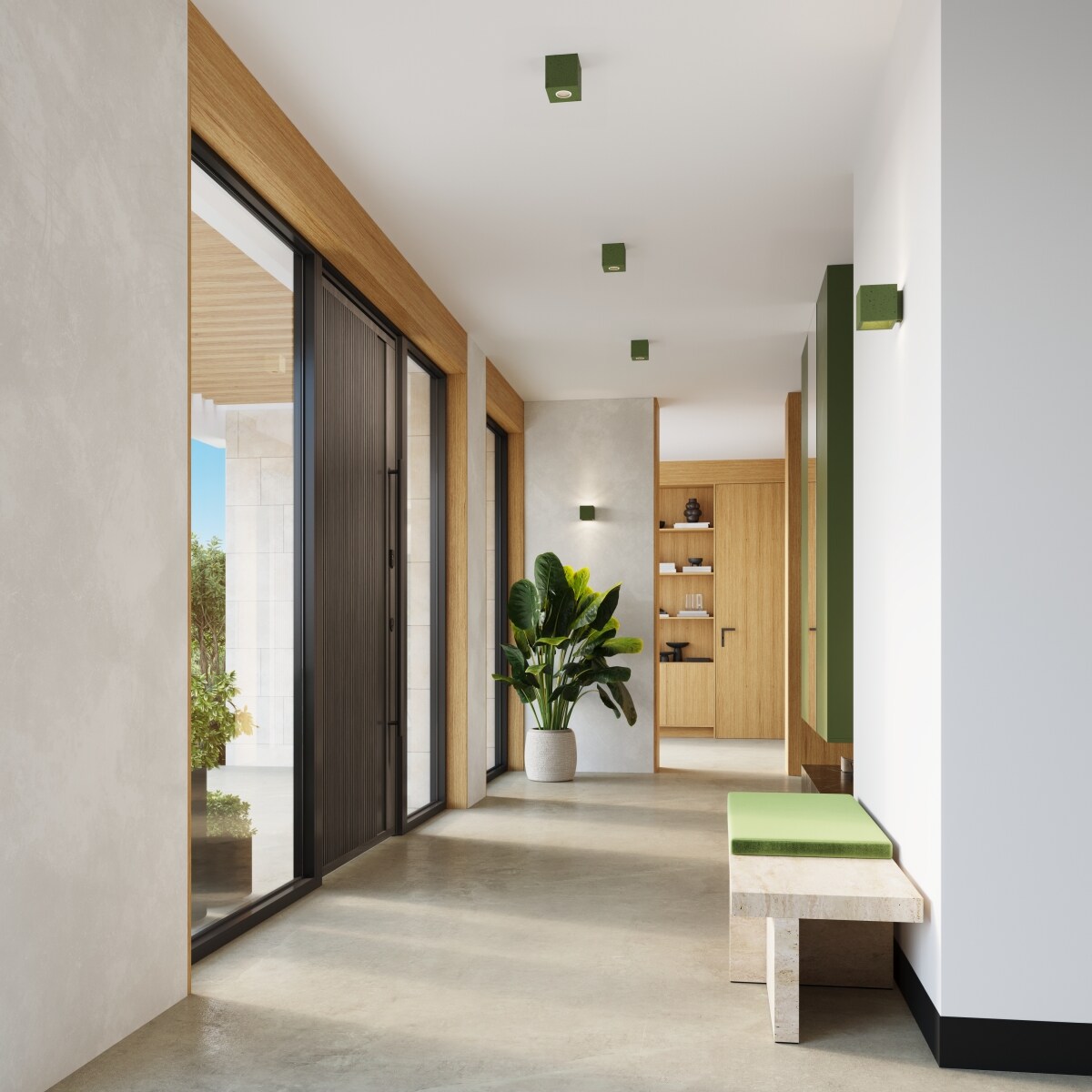 Kinkiet QUAD beton zielona oliwka