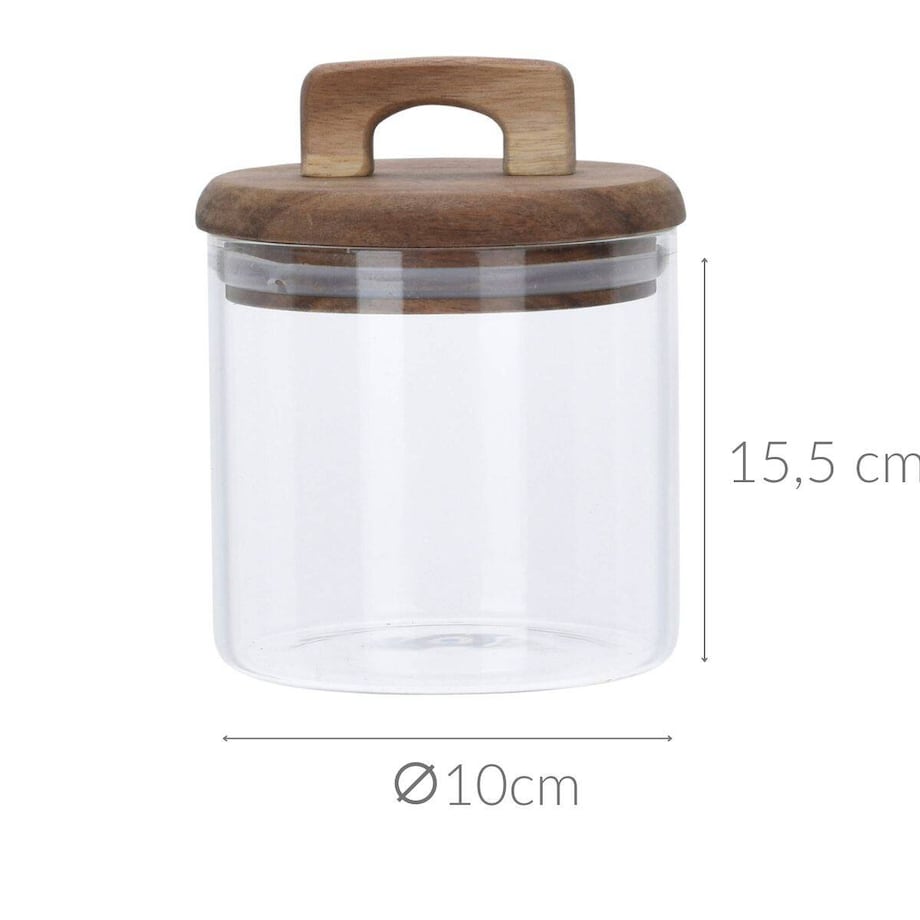 Słoik, szklany pojemnik na żywność z drewnianym zamknięciem, 750 ml