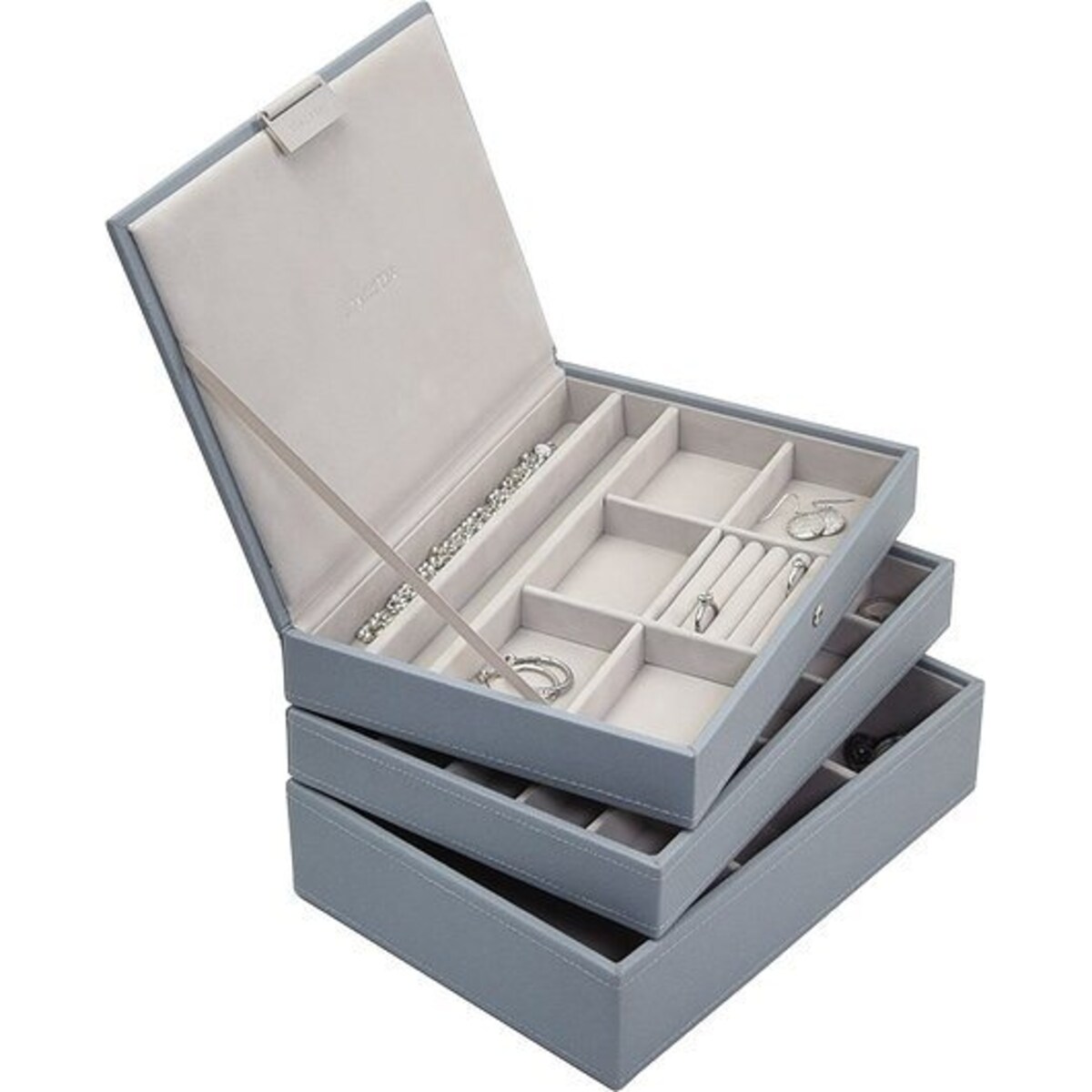 Szkatułka na biżuterię Stackers potrójna classic szaroniebieska