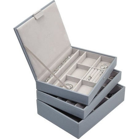 Szkatułka na biżuterię Stackers potrójna classic szaroniebieska