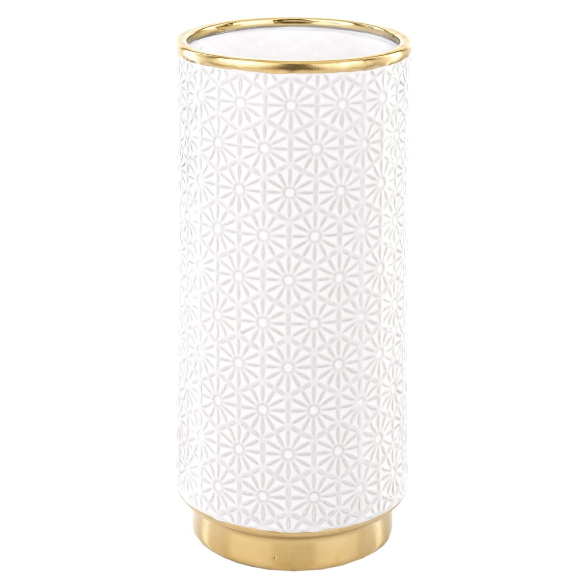 Wazon ceramiczny 24x12x12 cm PIA biały ze złotym obrzeżem