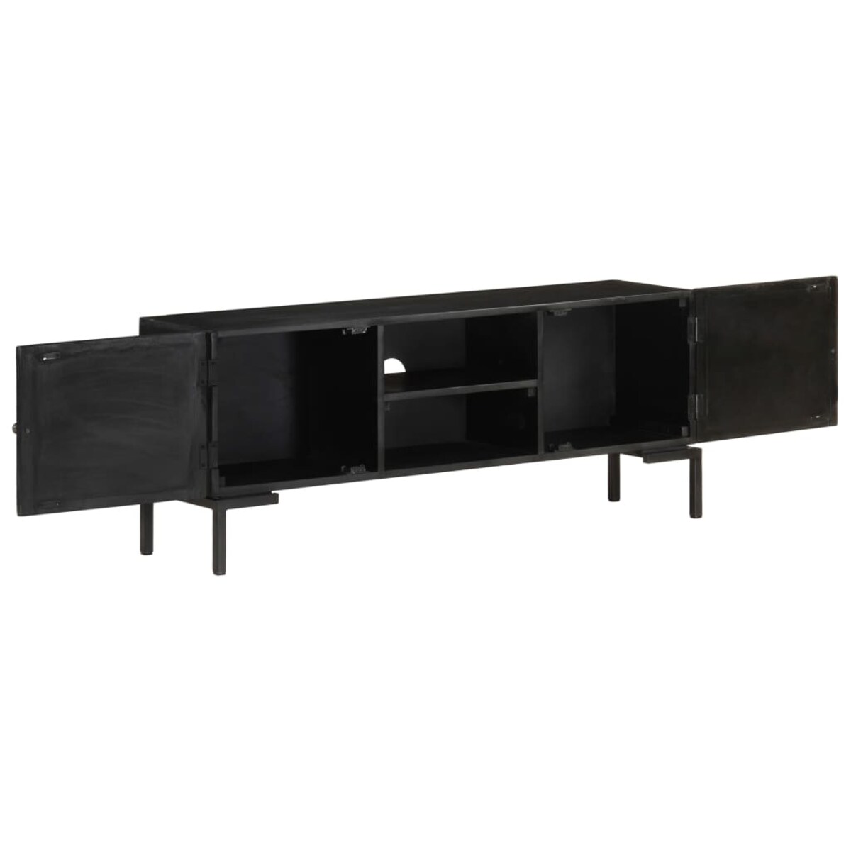 vidaXL Szafka pod TV, czarna, 115x30x46 cm, lite drewno mango