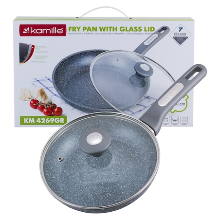 Patelnia granitowa 20cm z pokrywką indukcja KAMILLE