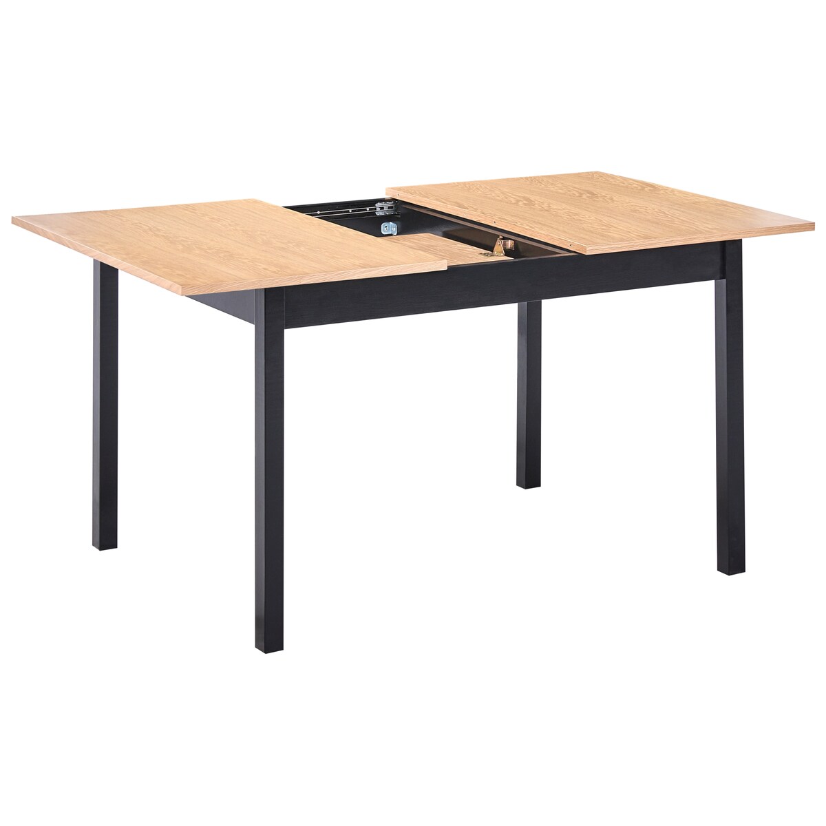 Stół do jadalni rozkładany HOUSTON Jasnobrązowy/ czarny 120/150 cm 90 cm Drewno sosnowe