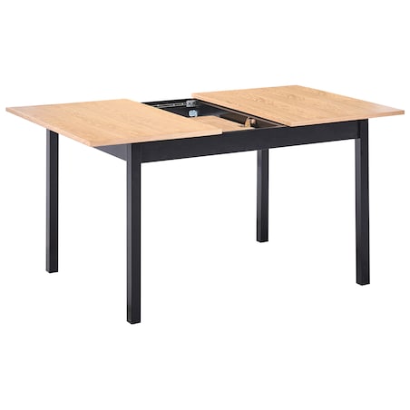 Stół do jadalni rozkładany HOUSTON Jasnobrązowy/ czarny 120/150 cm 90 cm Drewno sosnowe