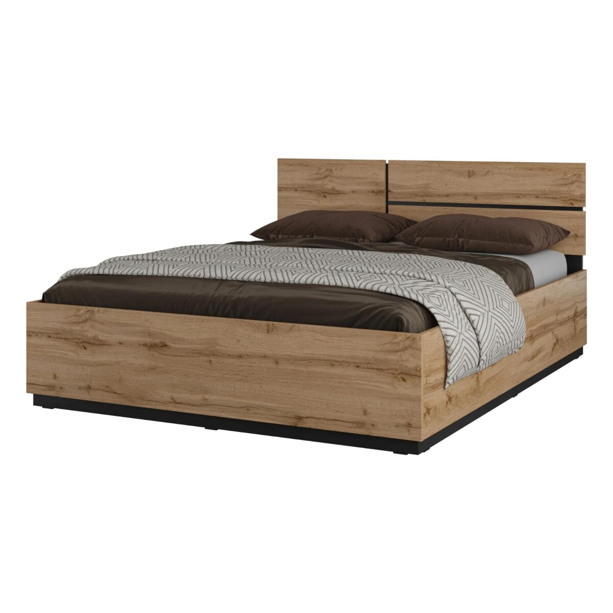Łóżko CROSS 160x200 dąb wotan/czarne