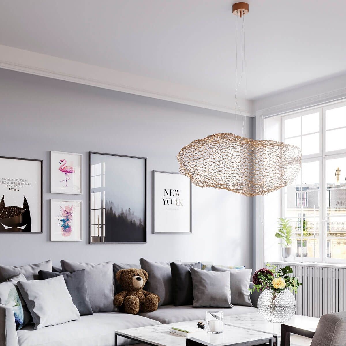 Designerska lampa wisząca Hayden 4201250-6501 By Rydens chmura LED 15W 2700K złota