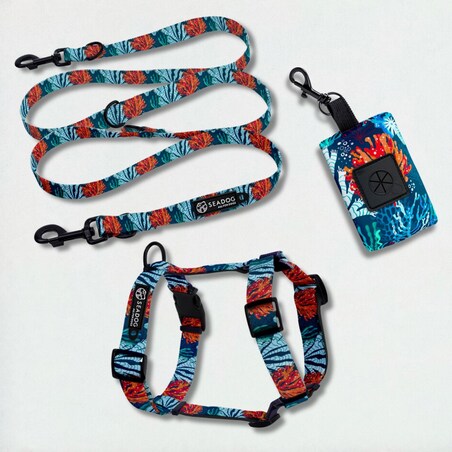 Zestaw: szelki guard, smycz i saszetka na kupoworki, rozmiar L