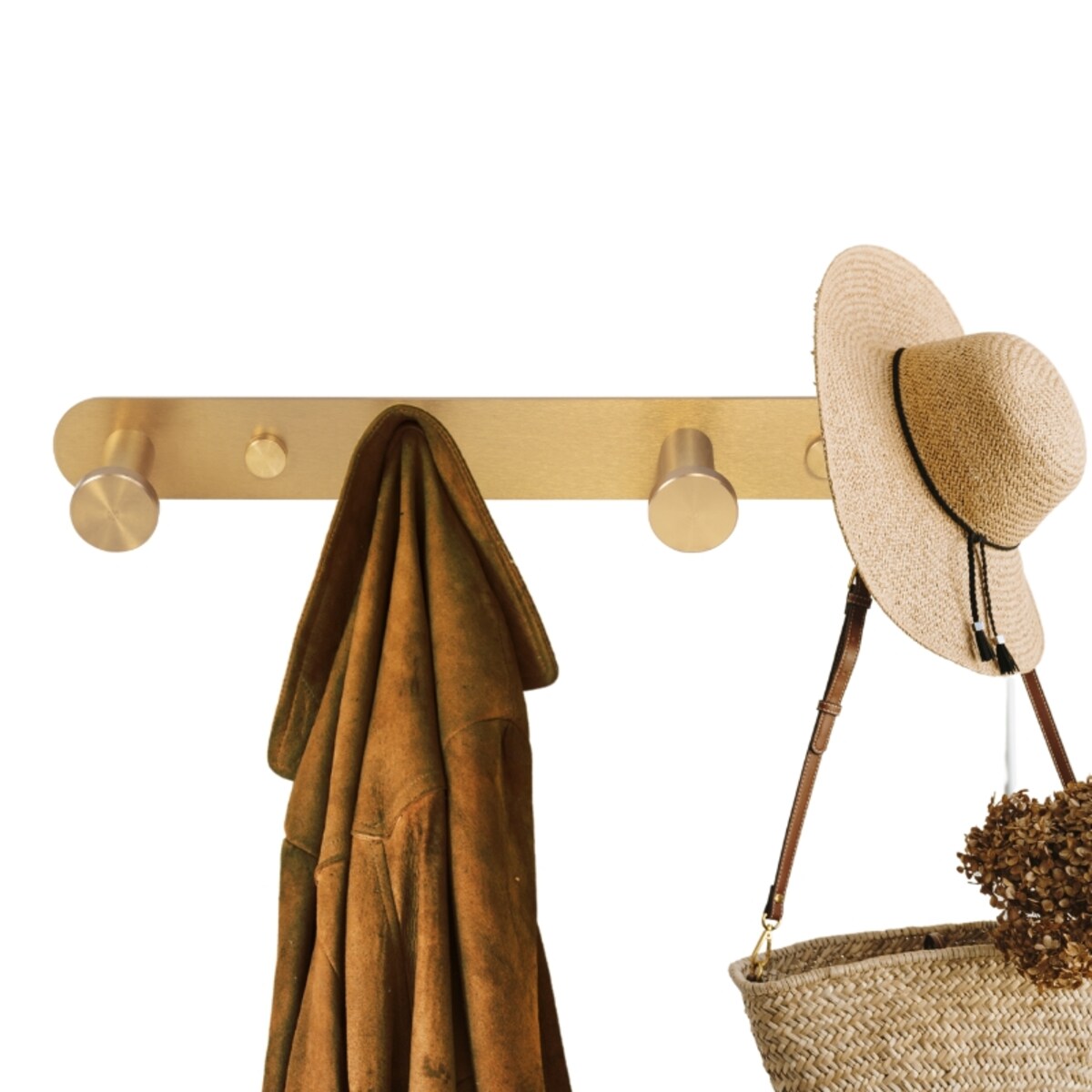 Wieszak na ubrania ścienny złoty do przedpokoju łazienki kuchni